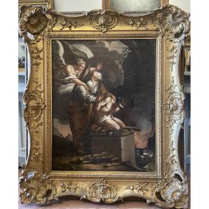 Oil On Canvas Depicting The Sacrifice Of Isaac, By Sébastien Bourdon 