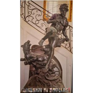 Monumental Bronze Depicting David Slaying The Nemean Lion 