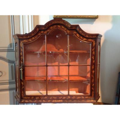 Dutch Wall Showcase Of 18 Eme Century In Marquetry