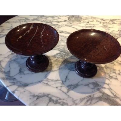 Pair Of Cups In Red Griotte Marble Napoléon III Period