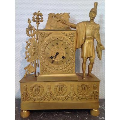Centurion Clock In Gilt Bronze Restoration Period Circa 1820