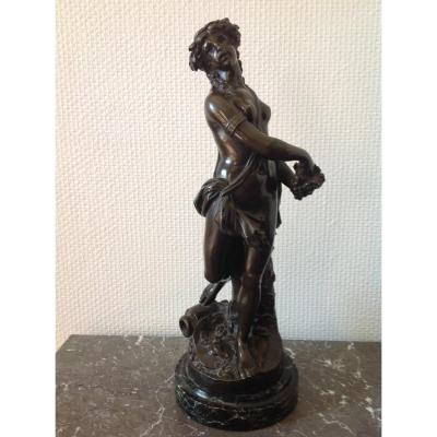 Bronze With Brown Patina From The 19th Time Representing A Bacchanal After Clodion