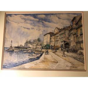 Watercolor By Frank Will Depicting Villefranche Sur Mer