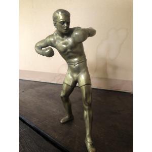 Bronze Sculpture Of A Boxer From The Early 20th Century