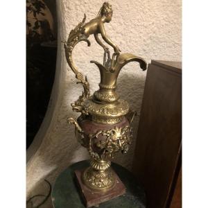 Decorative Marble And Bronze Ewer Niii