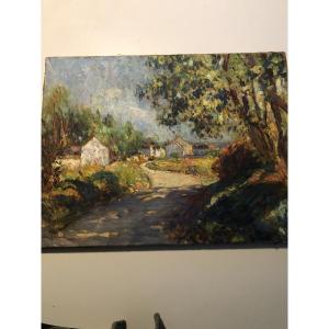 Oil On Canvas, Village Of J. Van Coppenolle 