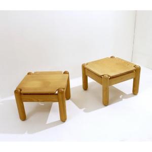 Pair Of Square Pine Coffee Tables In The Style Of Ilmari Tapiovaara