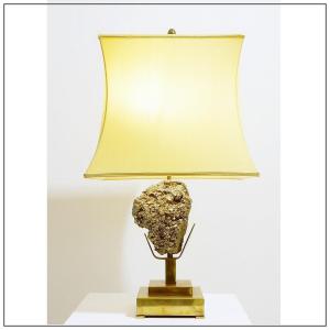 Mid-century Pyrite Table Lamp - Willy Daro Stylet - Original Shade