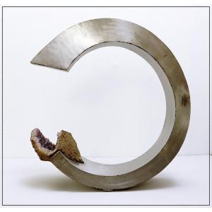 Brushed Aluminum And Amethyst Arch Sculpture