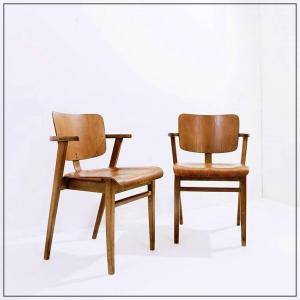 Pair Of Mid-century Style Beech Plywood Chairs