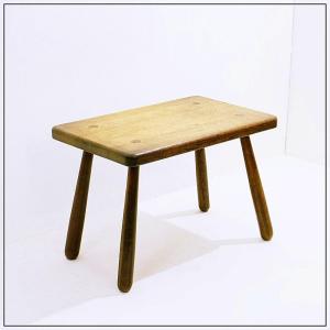 Mid-century Brutalist Solid Wood Side Table - 1960s