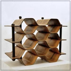 Torsten Johansson Wine Rack / Bottle Holder, Manufactured By Ab Formträ, Sweden, 1950s