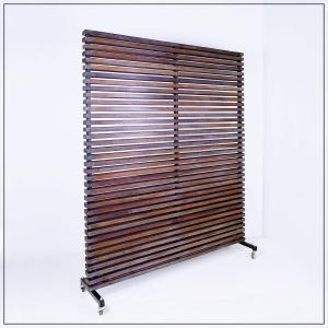 Wooden Slatted Room Divider Or Coat Rack With 10 Movable Hooks
