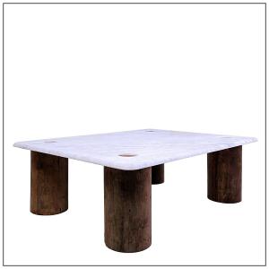 Unique Marble And Wood Coffee Table - Belgian Creation