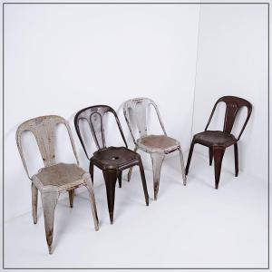 Stackable Industrial Bistro Chairs By Fibrocit (belgium) Set Of 4 - 1950s