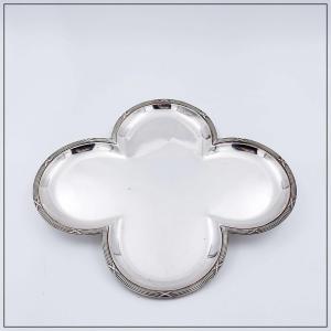 Alphonse Debain, Master Goldsmith In Paris (1883-1911) - Silver Tray Decorated With Clovers