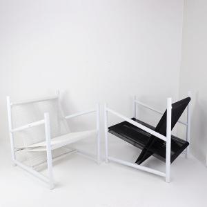 Pair Of Modern Black And White Indoor/outdoor Armchairs 