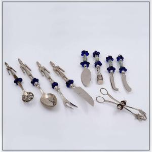 9-piece Glass Flower Cutlery Set