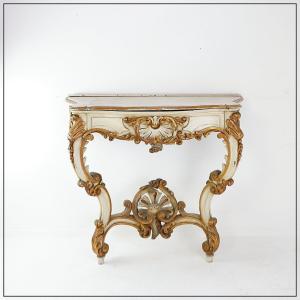 Louis XVI Style Carved Wooden Console Planter, Italy, 19th Century