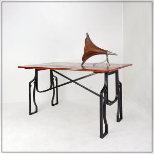 Industrial Bistro Table In Wood And Wrought Iron - Quantity Available