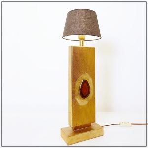 Engraved Brass Lamp By Georges Mathias - Belgium, 1970s