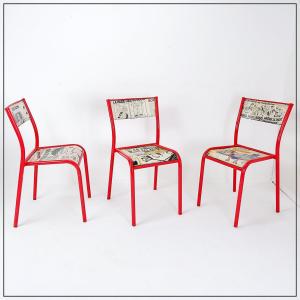 Set Of 3 Mullca 510 Chairs Revisited “charlie Hebdo”