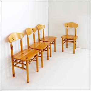 Set Of 4 Brutalist Pine Chairs In The Style Of Rainer Daumiller