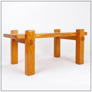 Vintage Brutalist Solid Pine Coffee Table From The 70s