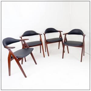 Set Of 4 “cow Horn” Chairs By Tijsseling Meubelfabriek, Netherlands, 1960 