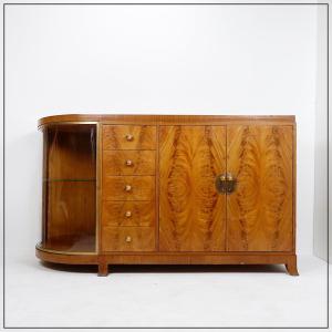 Art Deco Walnut Veneer Sideboard / Display Cabinet - Circa 1930