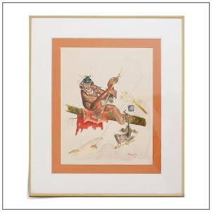 Vintage Watercolor On Paper Signed And Dated 1962