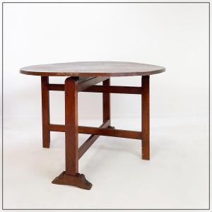 Folding Winegrower's Table In Solid Oak - ø 110.5 Cm