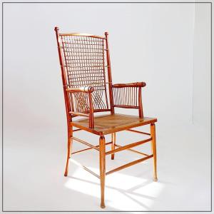 High-backed "winter Garden" Chair In Wood And Wicker