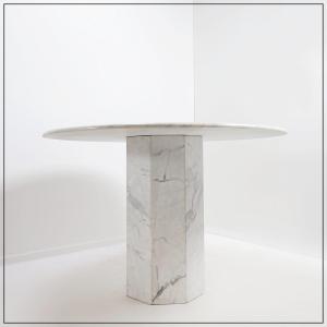 Vintage Round Marble Dining Table, 1970s - ø 113 Cm