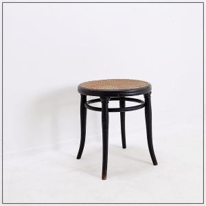 Thonet Stool In Black Bentwood - 20th Century