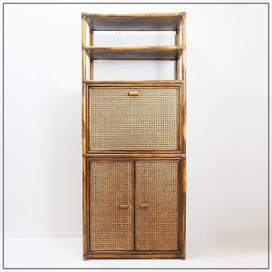 70s Bamboo And Rattan Shelf/bar