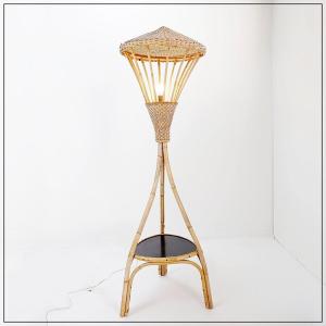 Rattan Tripod Floor Lamp, 1960s