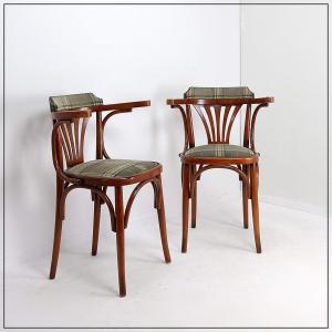 Pair Of Curved Wooden “palmette” Armchairs - Hilma/belgium