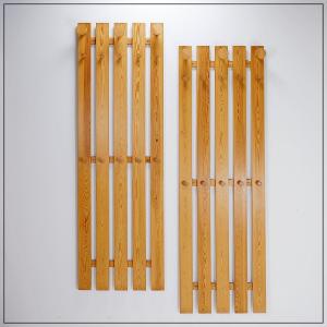 Pair Of Slatted Wall Coat Racks - 1970s