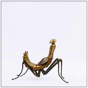 Mid-century Bronze And Brass Mantis