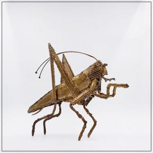 Brutalist Brass Grasshopper By Daniel d'Haeseleer - Belgium - 1970s