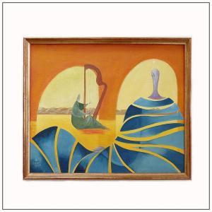 Walter Lewy (1905-1995) Surrealist Scene - Signed And Dated 1974.