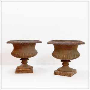 Pair Of Medici Cast Iron Planters - Late 19th Century