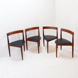Set Of 4 "roundette" Teak Chairs, Signed Hans Olsen For Frem Røjle, 1950s