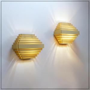 Pair Of Gold-plated Aluminum Wall Lights By Jules Wabbes - 2 Pairs Available  (2)
