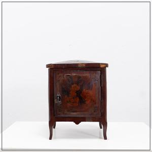 Miniature Cabinet Of Art In Mahogany Marquetry With Floral Decoration - Early 20th Century