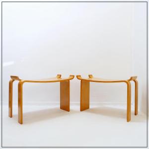Pair Of "museum" Stools By Sven Kai-larsen For Ströms Möbler - Sweden 1963