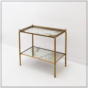 Two-tiered Side Table With Verre églomisé Mirror, By Maison Jansen, France