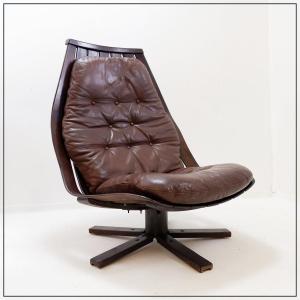 Vintage Hans Brattrud Swivel Armchair For Hove Möbler, 1970s