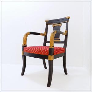 Black And "gold" Empire Style Armchair - 19th Century